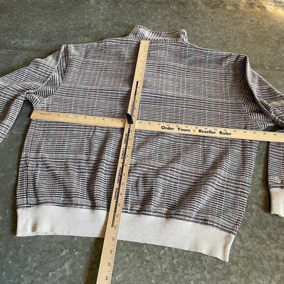 Vintage Izod Club Houndstooth Plaid 1/4 Zip Pullover Mens Large Sweater 80s 90s - Picture 8 of 10
